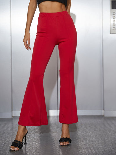 Red High Waisted Flare Pants Style