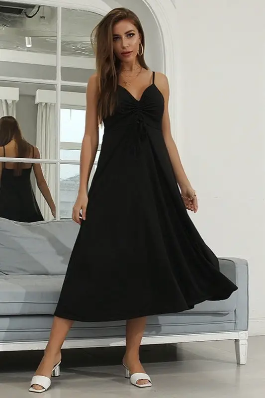 Casual boho long black dress
