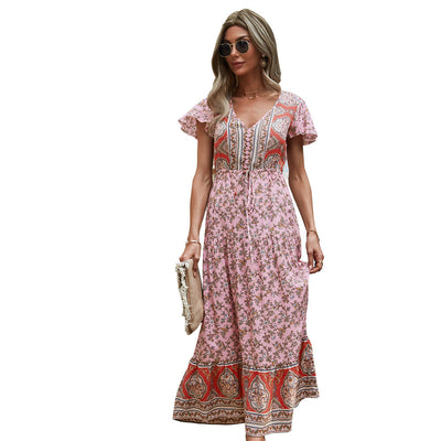 Romantic Pink Boho Dress Plus Size
