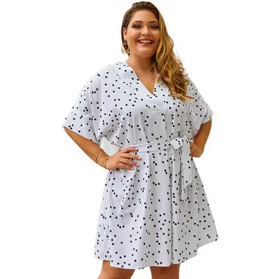 Large Size Dress with Small Dots