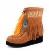 Indian Boho Feather and Fringe Boots