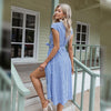mother of the bride Blue Boho Dress with Checkers 2021