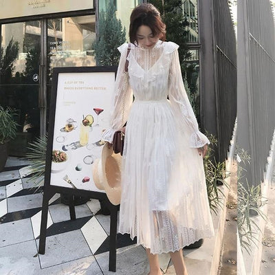 women Lace Maxi Dress White Boho formal