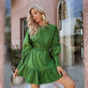 Green Boho Dress Lantern Sleeves Plus Size