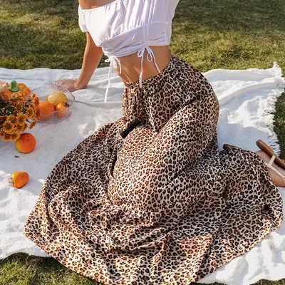 Maxi Leopard Print Skirt Vintage