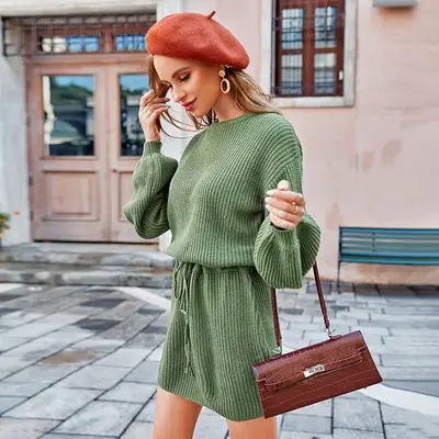 Knitted Green Boho Dress Summer
