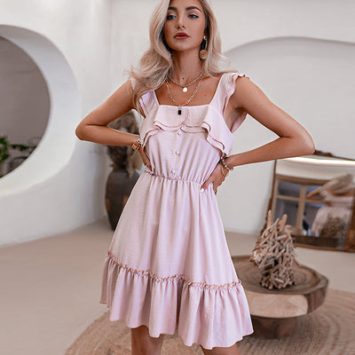 Ruffle Pink Retro Summer Dress Plus Size