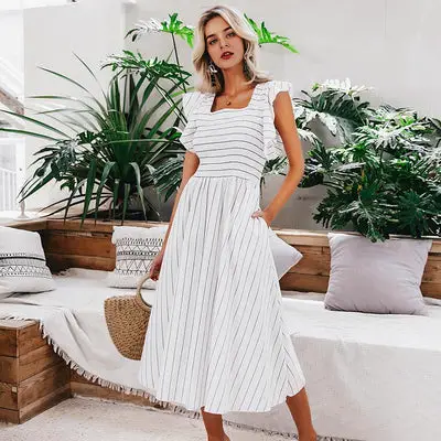 White Striped Dress