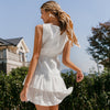 White Mini Dress Ruffle Vintage