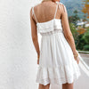 White Boho Ruffle Short Dress Beach Dress