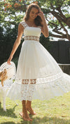 White Boho Engagement Dress Off The Shoulder