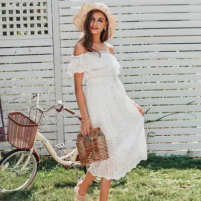 White Embroidered Country Dress