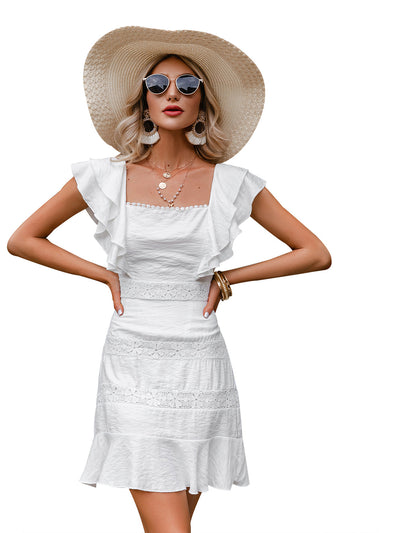White Mini Boho Summer Dress Vintage