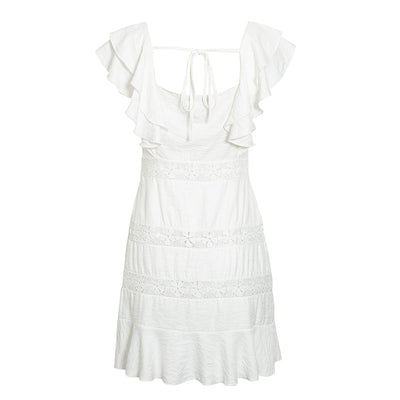 White Mini Boho Summer Dress Embroidered