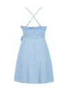 Summer V Neck Blue Mini Dress Embroidered