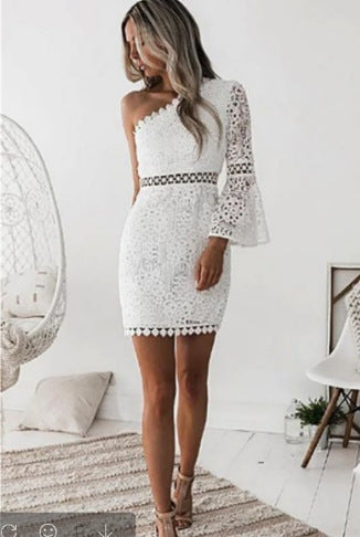 Asymmetrical White Boho Short Dress Boho