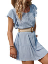 Bohemian Cute Blue Short Dress Off The Shoulder
