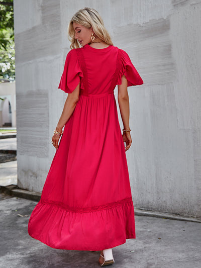 Bohemian Red Maxi Dress Long Sleeve
