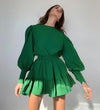 Green Boho Dress Lantern Sleeves Gypsy
