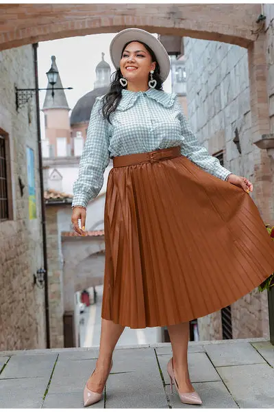 Plus Size Boho Pleated Skirt Gypsy