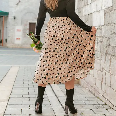 Plus Size Polka Dot Maxi Skirt Embroidered