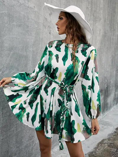 Autumn Boho Green Short Dress 2022