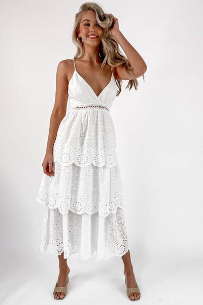 Midi White Lace Dress 2022