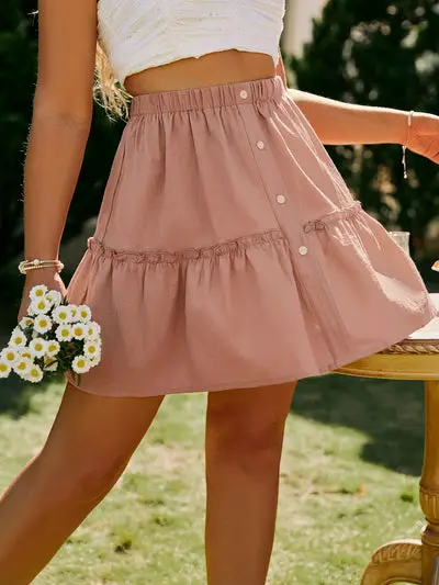 Plus Size Boho Pink Skirt Beach Dress