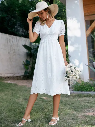 Bohemian White Cotton Dress Style
