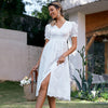 Bohemian White Cotton Dress Embroidered