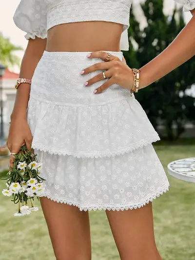 White Puff Boho Mini Skirt Gypsy