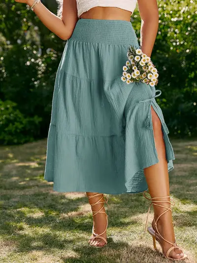 Plus Size Ruffled Long Skirt Floral Clothes