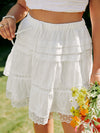 Plus Size White Boho Mini Skirt Peasant