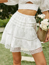 White Embroidered Mini Skirt Lace