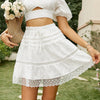 White Embroidered Mini Skirt Long Sleeve