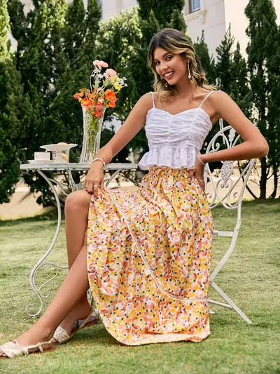 Long Holiday Skirt Floral Clothes