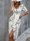 White Leopard Pattern Dress Embroidered