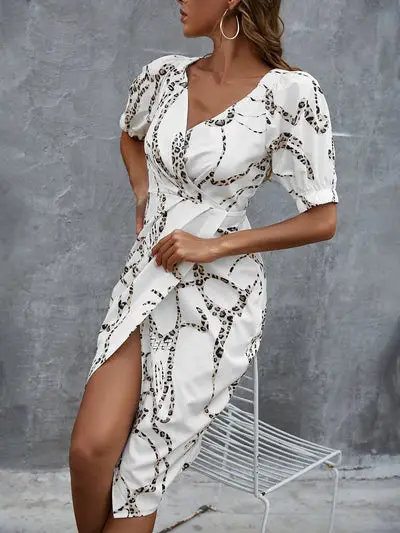 White Leopard Pattern Dress Beach Dress