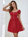 Red Dot Short Sleeve Cute Dress Bohemian