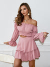 Pink Ruffle 2 Pieces Set Peasant