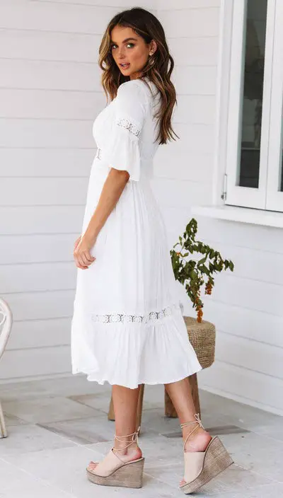 White Bohemian Maxy Dress 2022