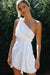 Asymmetrical White Dress Floral Clothes