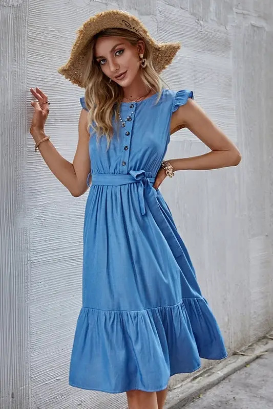 blue boho bridesmaid dress