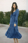 Blue Boho Dress With Sleeves Boho
