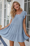 Bohemian Cute Blue Short Dress Hippie
