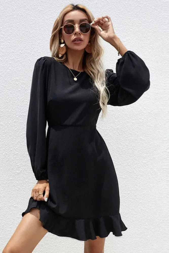 Boho Chic Long Sleeve Black Dress Plus Size