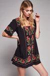 USA Black Square Neck Short Dress Gypsy