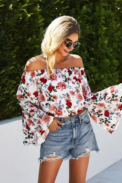 beach Boho Blouse with Flowers1 sexy