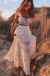wedding guest Boho Long Skirt White Lace party