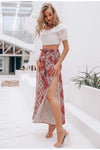 Lace Boho coral long skirt wedding guest